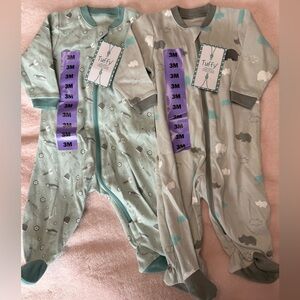 Tuffy Kids Footies - Mint and Gray
